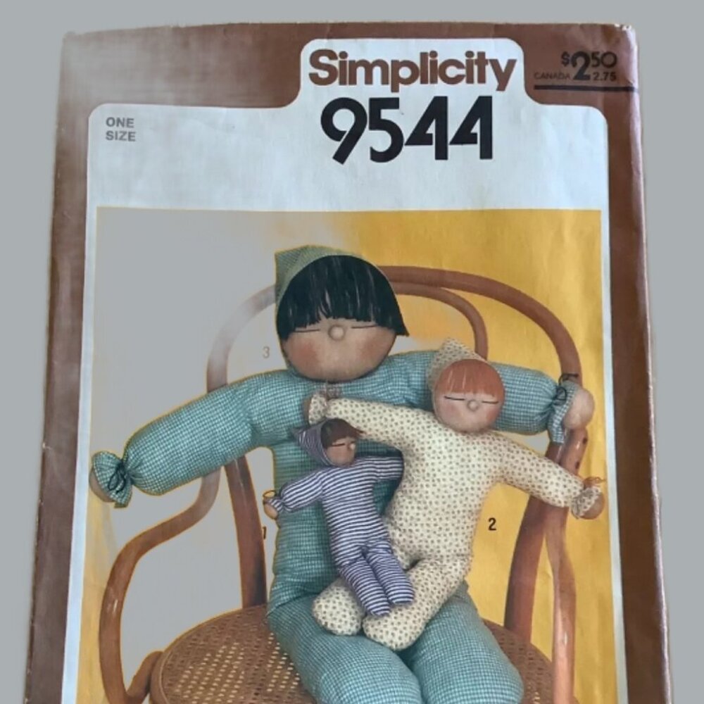Primitive Soft Doll 3 sizes Simplicity 9544 Sewing Pattern sz 10" 17" 30"